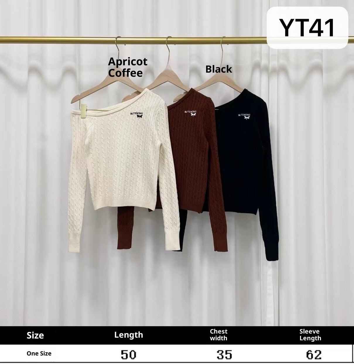 New Korean-style Sweet-and-cool Sister Embroidered Off-shoulder Long-sleeve Knit Top