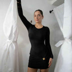 New Solid-color Slim-fit Crew-neck Waist-cinching Bandeau Mini Dress