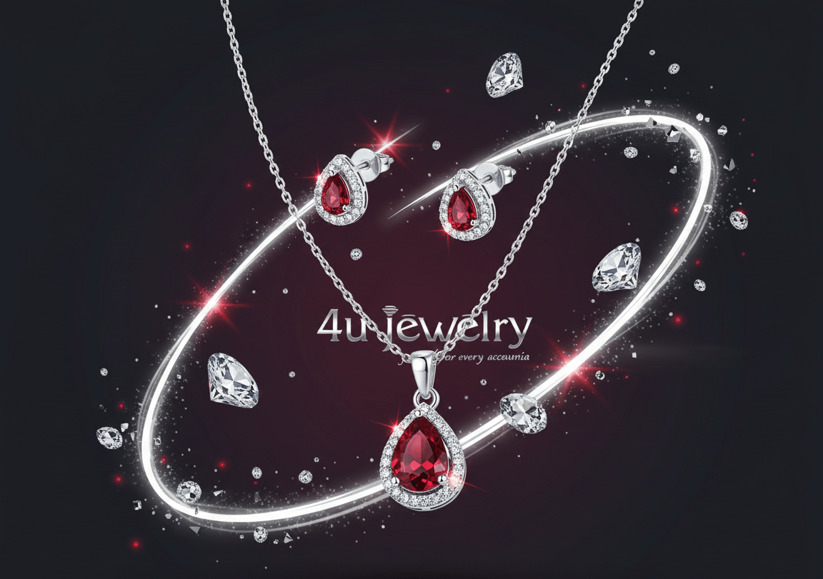 Red Teardrop Cubic Zirconia Set - Genzzes