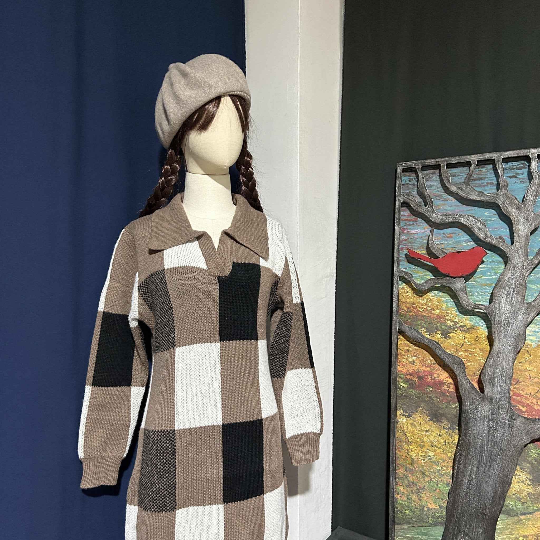 Thickened Knit Dress In Winter Coffee Girl