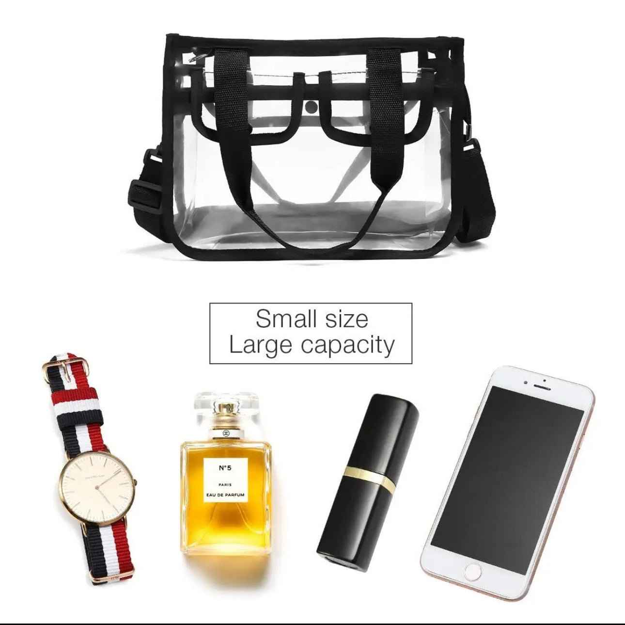 Transparent Cosmetic Storage Bag with Shoulder Strap