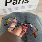 Ultra Light Women's Leopard Print Oval Retro Ins Glasses