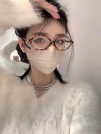 Ultra Light Women's Leopard Print Oval Retro Ins Glasses