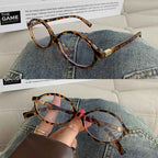 Ultra Light Women's Leopard Print Oval Retro Ins Glasses