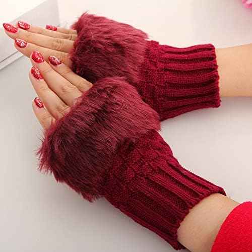 Women Winter Knitted Fingerless Gloves
