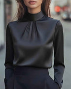 Women's Casual Fashionable Elegant Solid-Color Long-Sleeve Shirt
