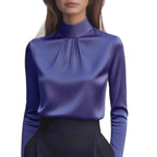 Women's Casual Fashionable Elegant Solid-Color Long-Sleeve Shirt