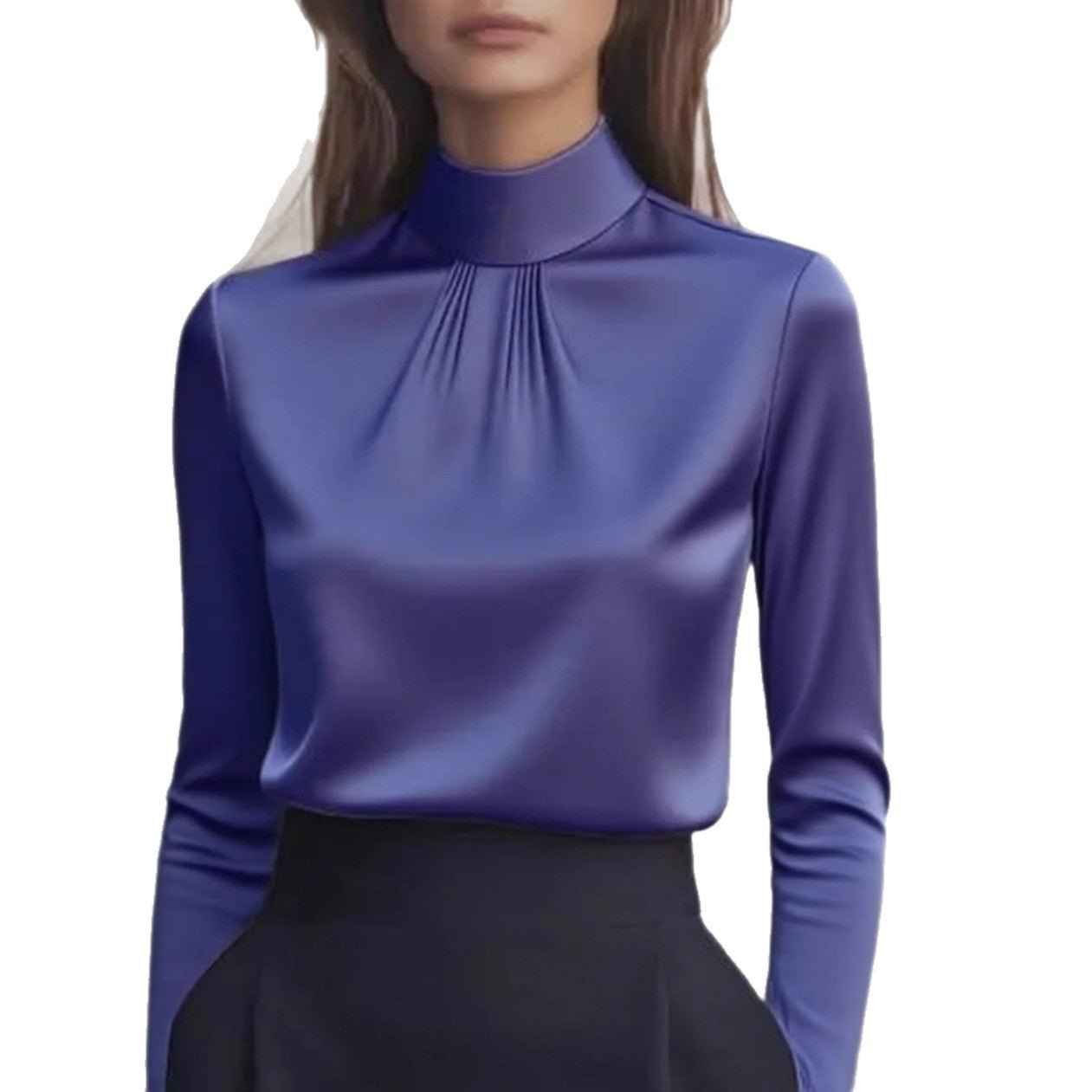 Women's Casual Fashionable Elegant Solid-Color Long-Sleeve Shirt