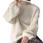 Womens Cozy Versatile Relaxed-fit Pullover Sweater