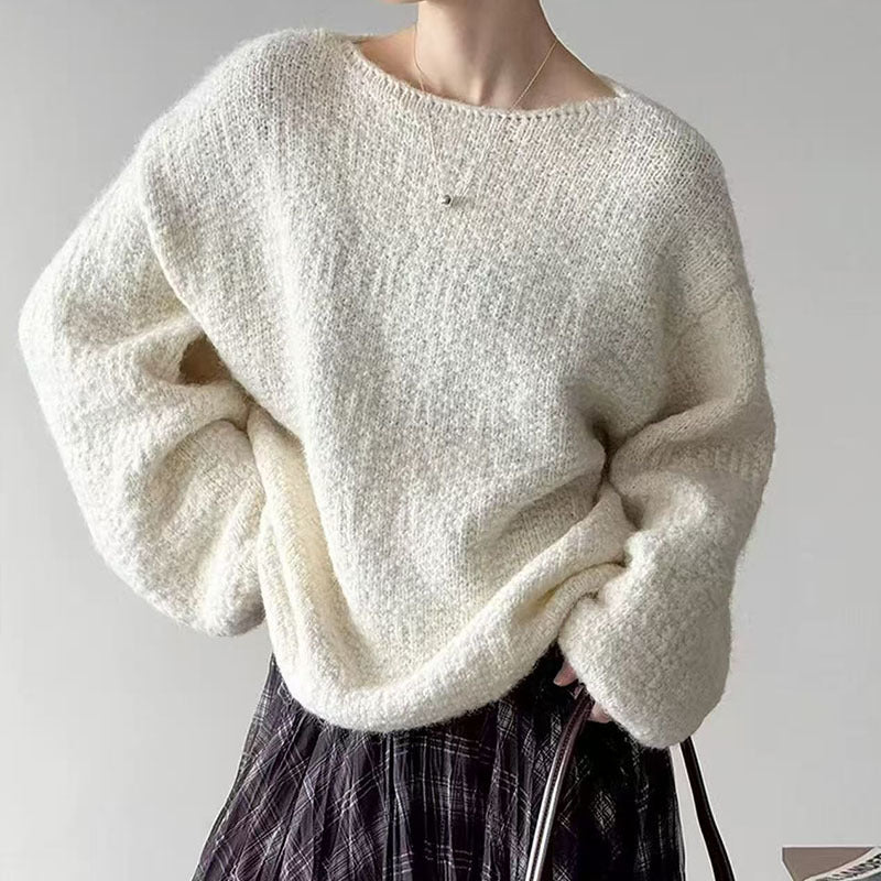 Womens Cozy Versatile Relaxed-fit Pullover Sweater - Genzzes