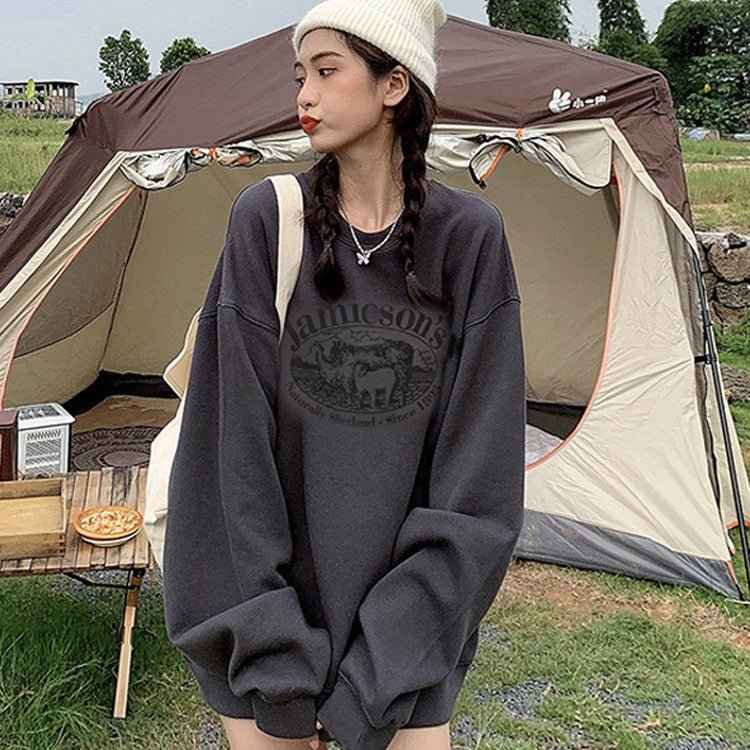 Women's Relaxed-fit Casual Hoodie With A Crew Neck