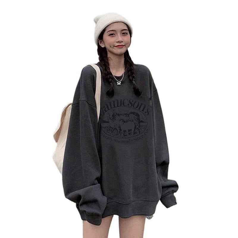 Women's Relaxed-fit Casual Hoodie With A Crew Neck